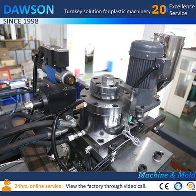 138 کیلووات قدرت گرمایش پیچی 5 لیتر 10 لیتر گالن پلاستیکی HDPE قالب‌گیری دمشی اکستروژن دستگاه قالب‌گیری دمشی دو ایستگاهی کورس باز شدن قالب 250-600 میلی‌متر